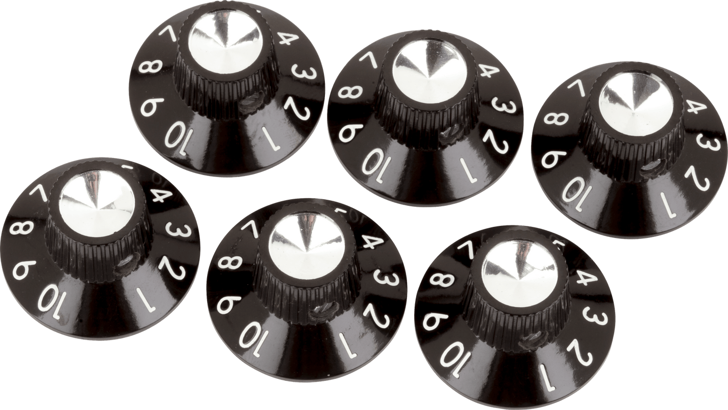 Pure Vintage Black-Silver Skirted Amplifier Knobs