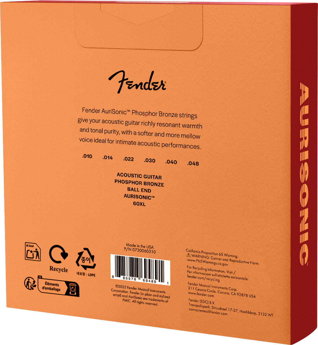 AuriSonic™ 60 Phosphor Bronze Acoustic Guitar Strings (3-Pack)